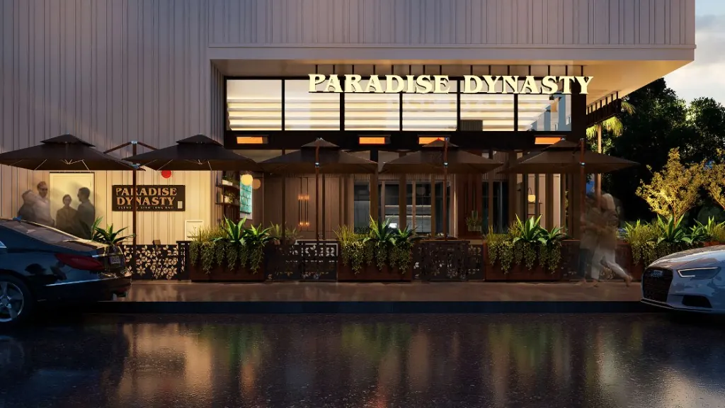 A rendering of the Paradise Dynasty restaurant in San Diego